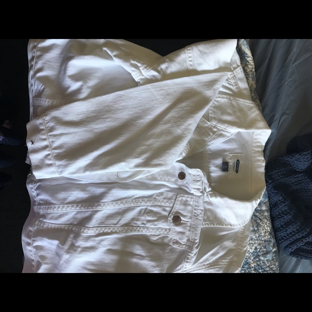 New white denim jacket.